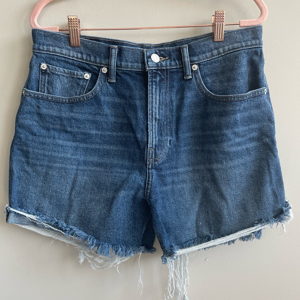Lucky Brand High Rise Raw Hem Relaxed Denim Shorts